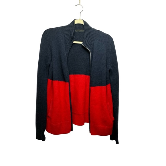 Jenni Kayne cashmere blue red soft full zip cardigan - Picture 3 of 11